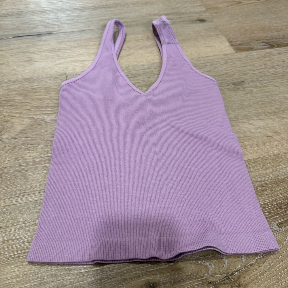 Dynamic Style 712 Ribbed V-Neck Tank Top Mauve Purple One Size Seamless Camisole